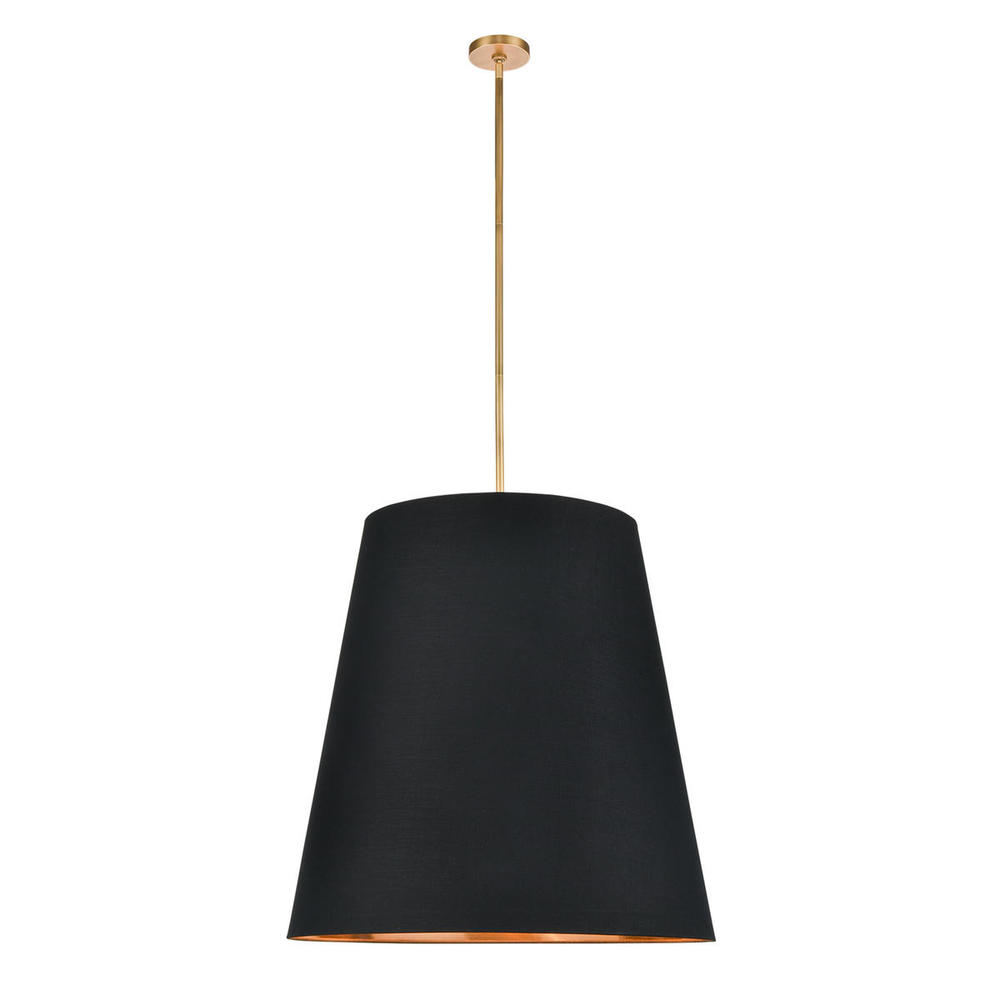 Calor 30-in Black Linen With Gold Parchment/Vintage Brass 3 Lights Pendant