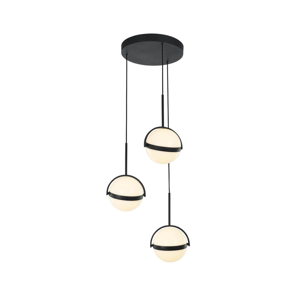 Globo 3 Head Matte Black LED Multi Pendant