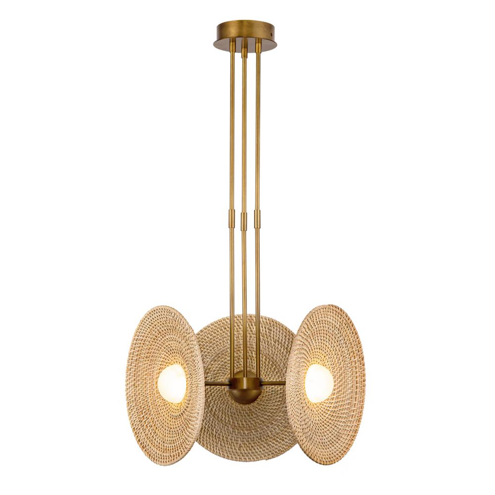 Harbour 18-in Vintage Brass/Woven LED Pendant