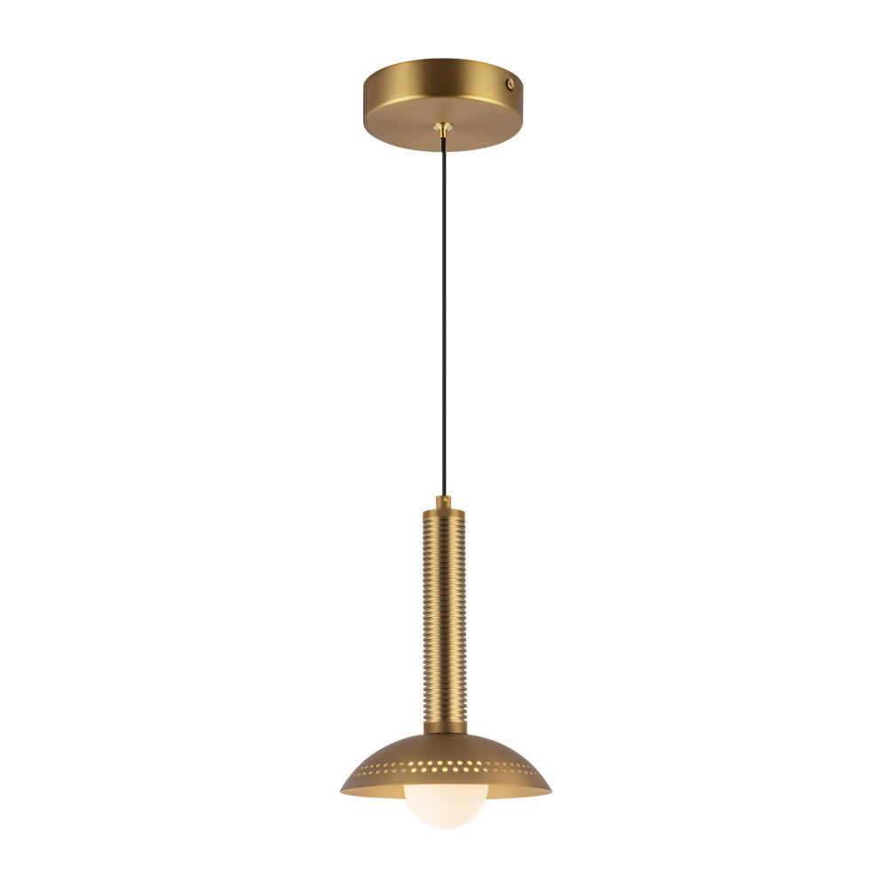 Arden 9-in Brushed Gold/Opal Glass LED Pendant