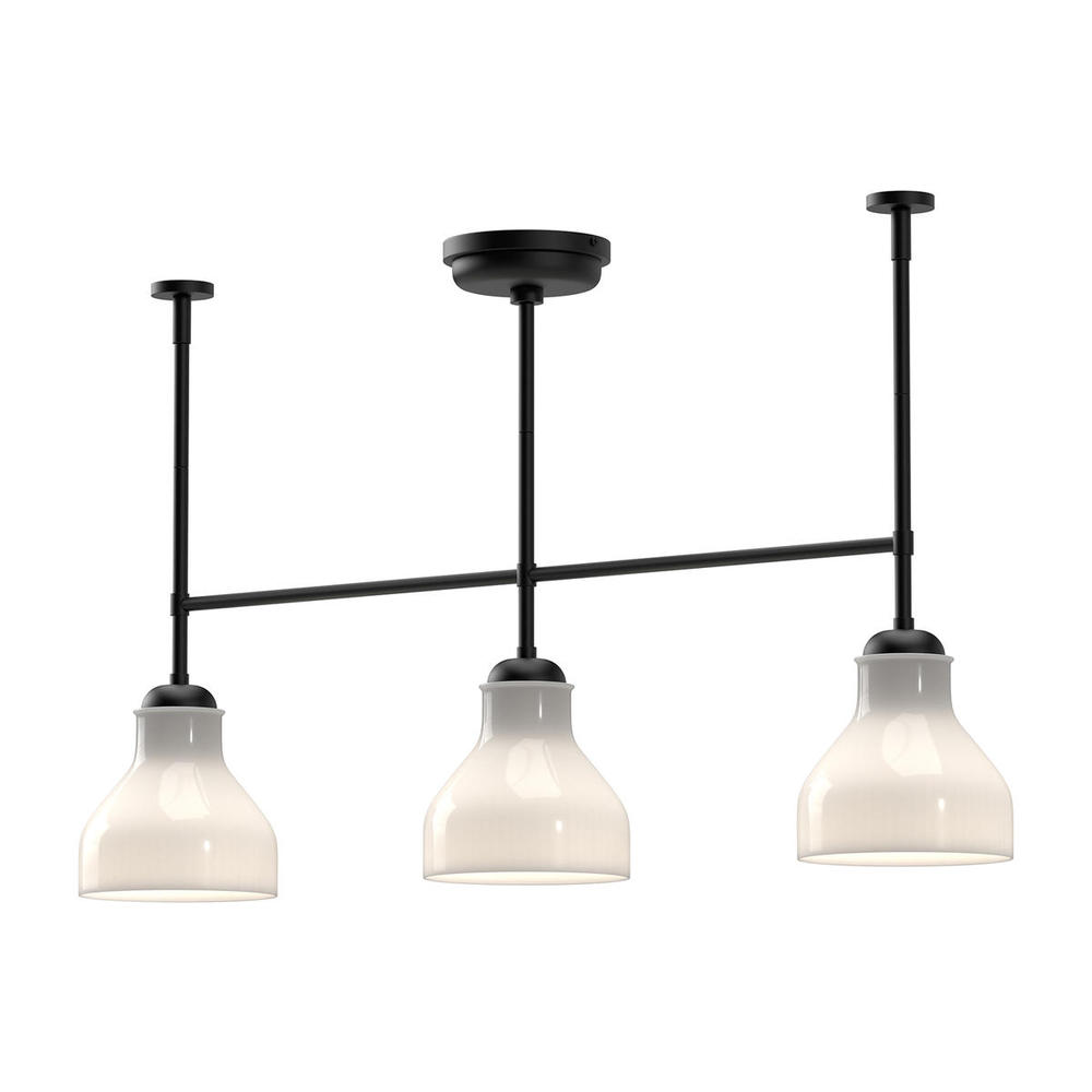 Westlake 34-in Glossy Opal Glass/Matte Black 3 Lights Linear Pendant