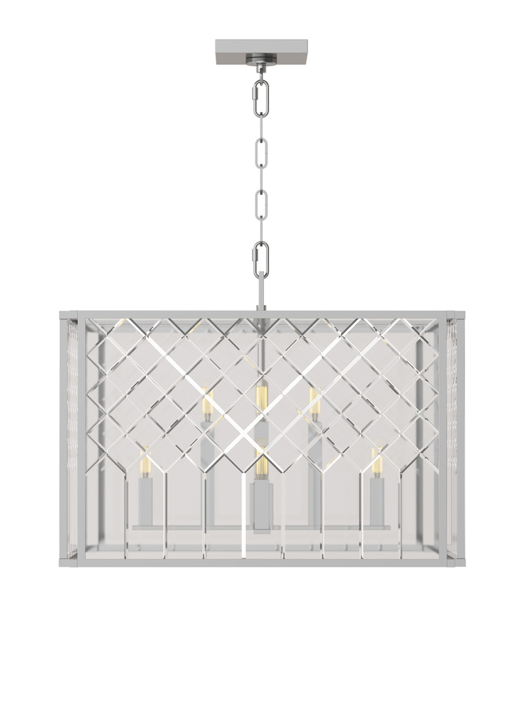 Erro transitional 8-light indoor dimmable large ceiling hanging lantern pendant in polished nickel s