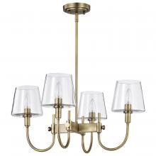 Nuvo 60/7885 - Brookside 4 Light Chandelier; Vintage Brass Finish; Clear Glass