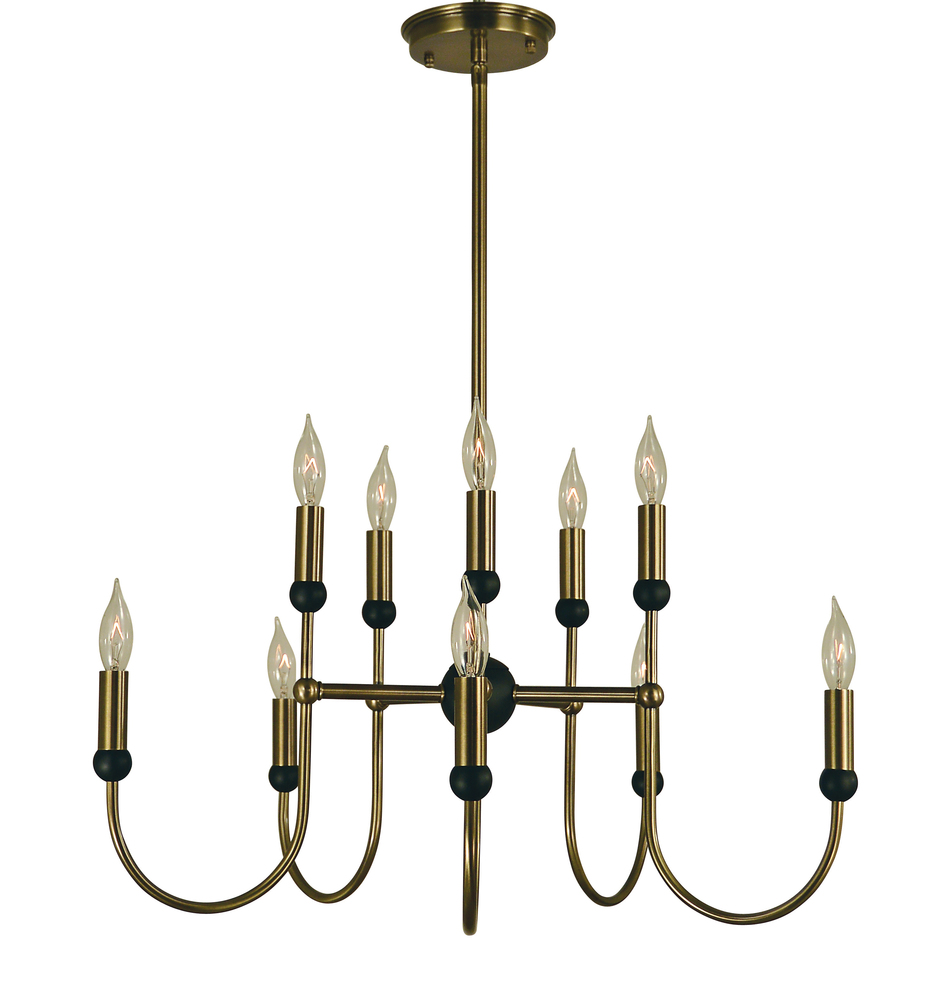 10-Light Antique Brass/Matte Black Nicole Chandelier