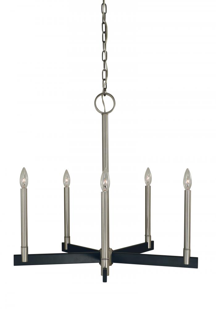 5-Light Brushed Nickel/Matte Black Jessica Dining Chandelier