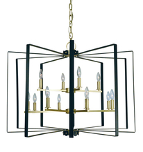 Framburg 3058 SB/MBLACK - 12-Light Satin Brass/Matte Black Camille Chandelier