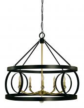 Framburg 5705 MBLACK/SP - 5-Light Matte Black/Satin Pewter Amelia Dining Chandelier