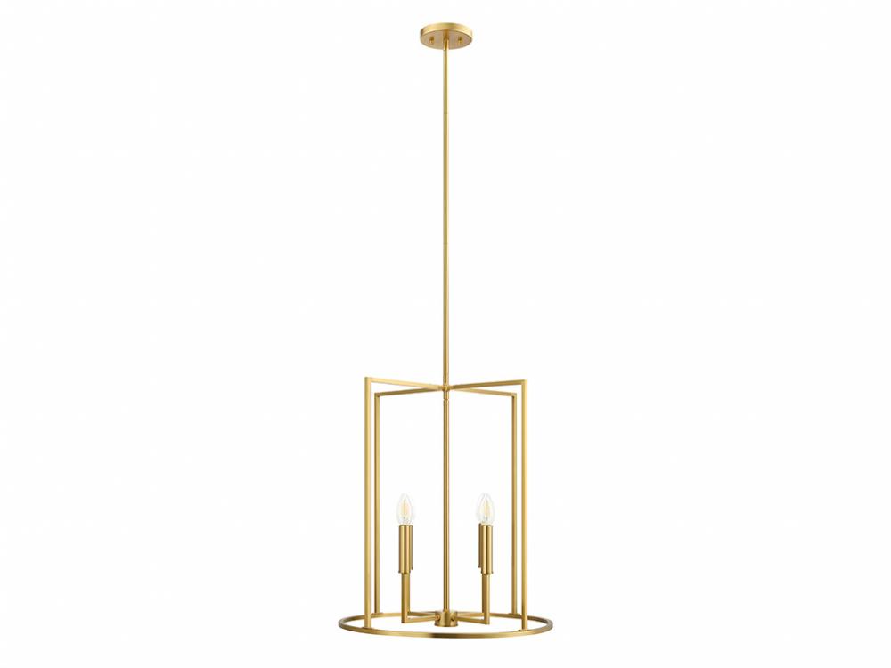 4-Light Pendant in Natural Brass
