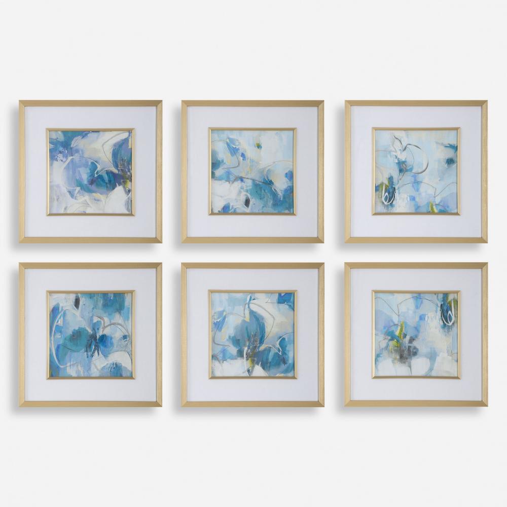 Fresh Start Blue Abstract Prints, S/6