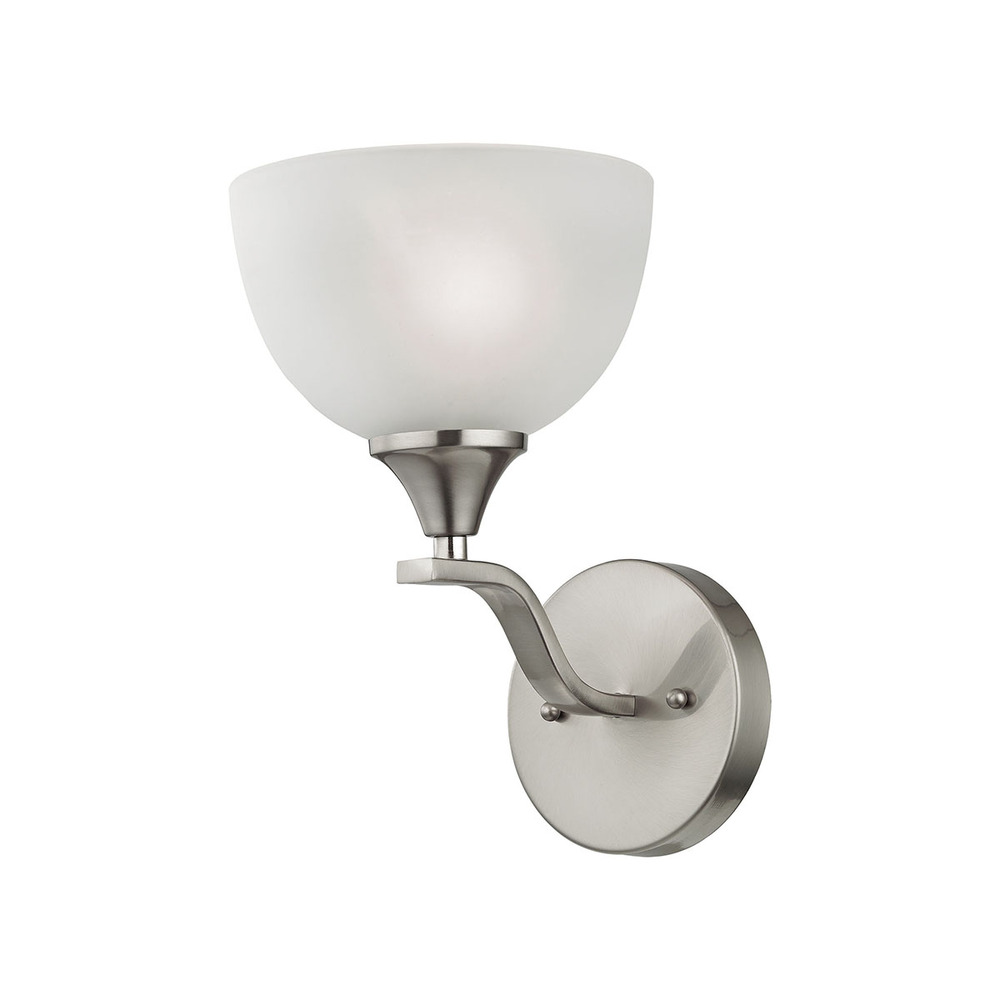 Thomas - Bristol Lane 1-Light Vanity Light in Brushed Nickel with White Glass