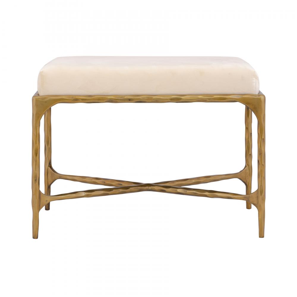 Seville Short Bench - Brass with Bone Velvet