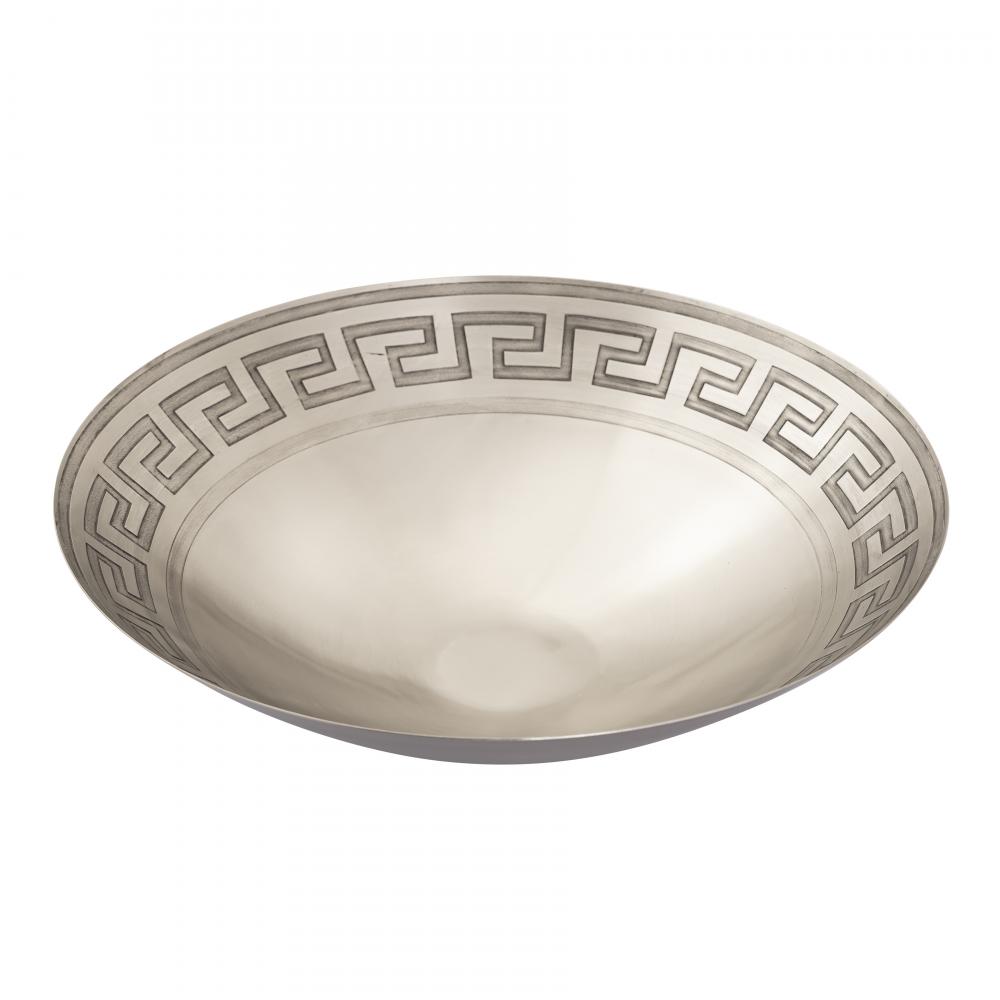 Greek Key Centerpiece Bowl - Nickel