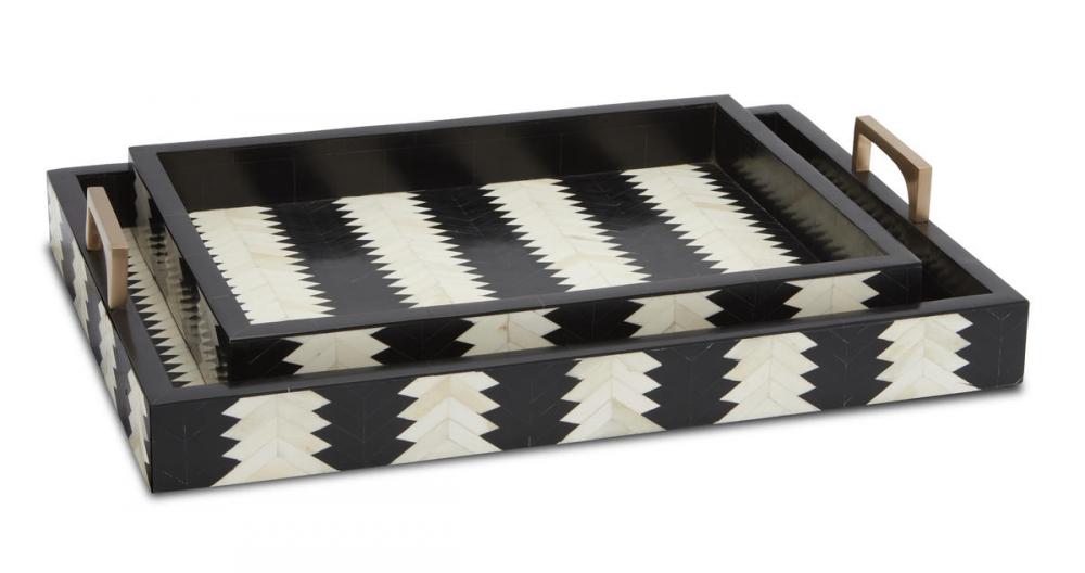 Arrow Black & White Tray Set of 2