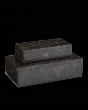 Currey 1200-0452 - Black Bone Mosaic Box Set of 2