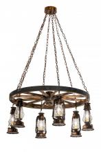 Meyda White 193541 - 40"W Miners Lantern 6 LT Wagon Wheel Chandelier