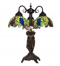 Meyda White 245478 - 23" High Tiffany Honey Locust 3 Light Table Lamp